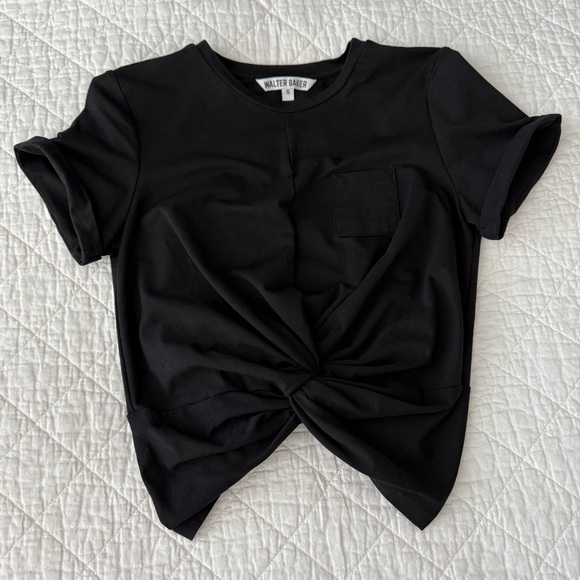 Walter Baker Tops - Walter Baker Black Short Sleeve Twist Tee